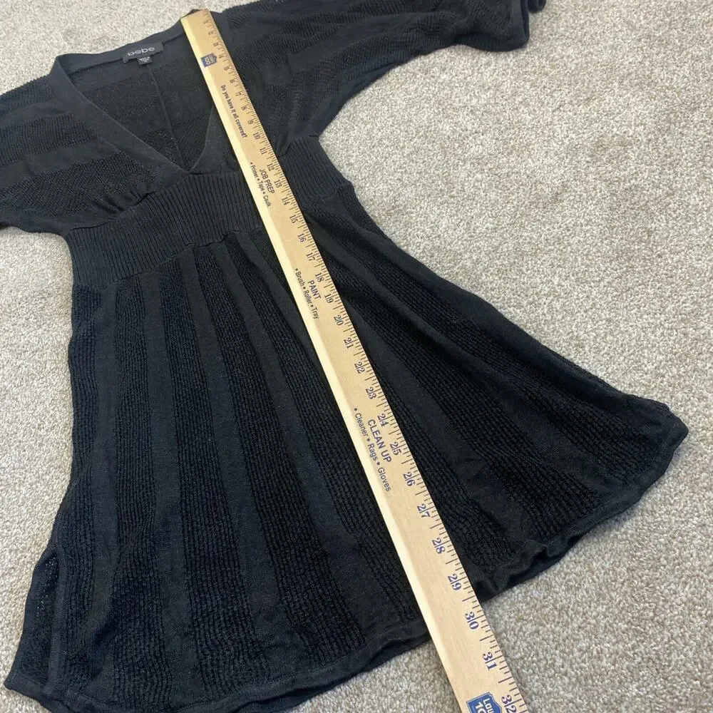 Bebe Silk Blend Crochet Tunic Beach Cover Up Dress Womens Sz M Y2K 90s Grunge